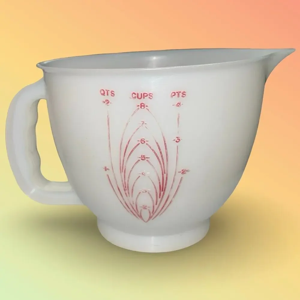 Vintage Tupperware Mix N Stor 8 Cup Measuring Pitcher 2 Qt Red Letters 500